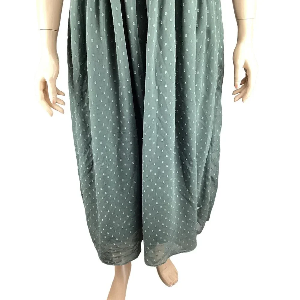 ASOS Design Green Smocked Midi Dress Size 6 Ruffle Trim & Puff Sleeves‎ - Picture 6 of 7